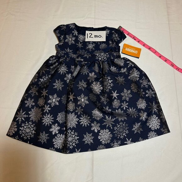 Gymboree Girls Blue Silver Snowflake Short Cap Sleeves Dress NWT Silent Night - Picture 8 of 13